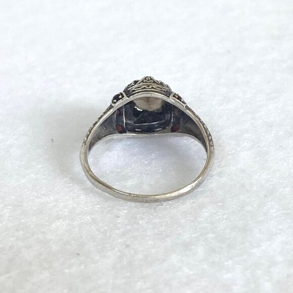 Sterling Silver 925 Dainty Round Smoky Quartz & Opal Accent Ring MISSING STONE - Picture 11 of 16